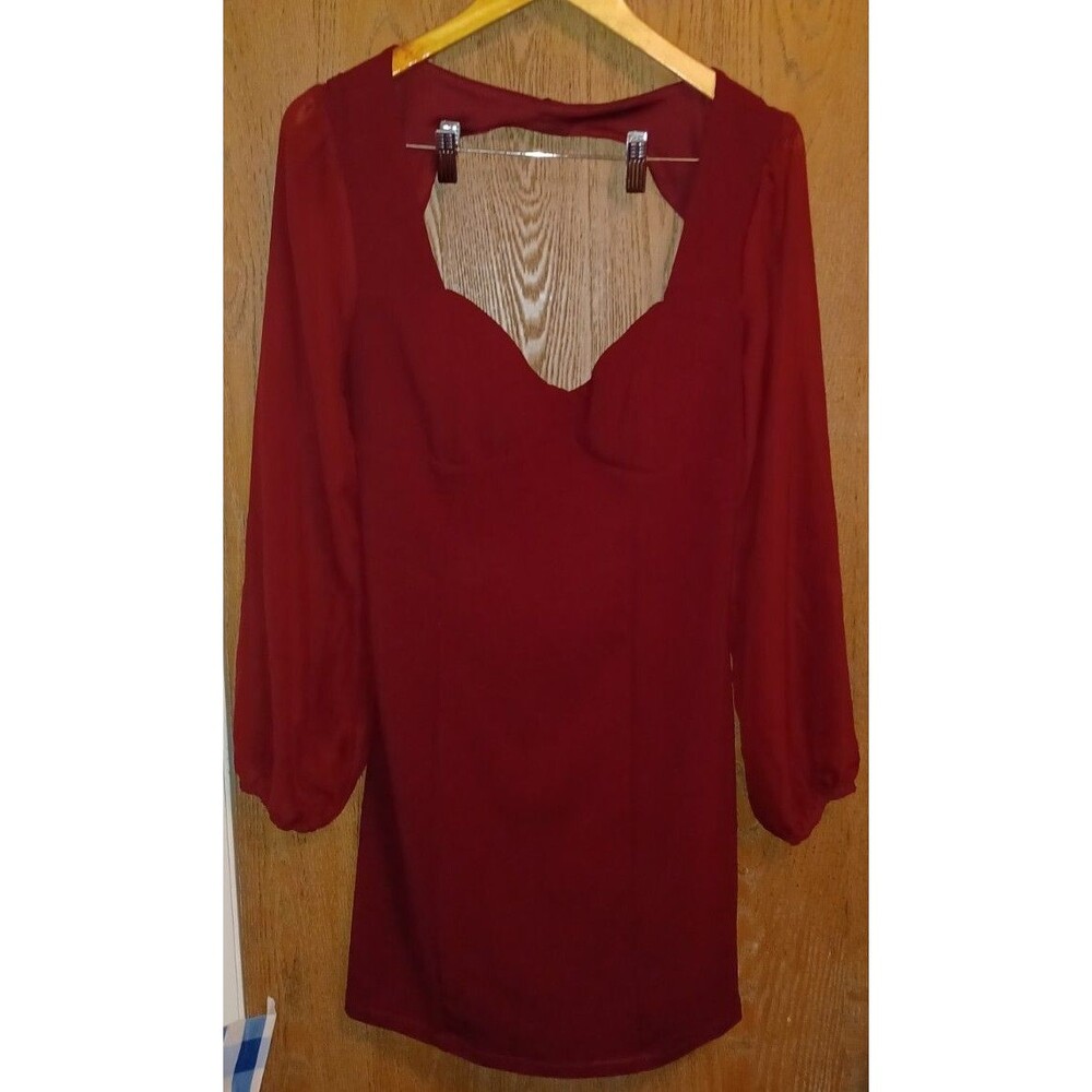 Crystal Doll Junior's Dark Red Open Back Dress Size XL